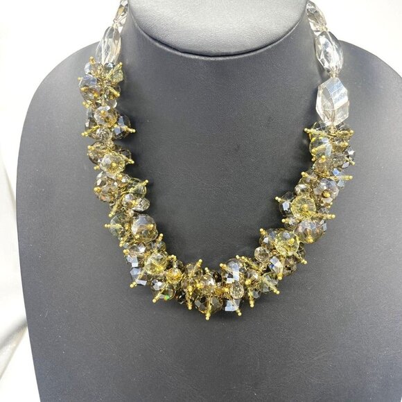 Kenneth Jay Lane Smokey Faceted Cluster Beaded Choker Necklace 18 Inches - Picture 3 of 8